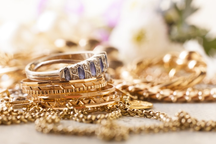shiny gold and silver jewelery